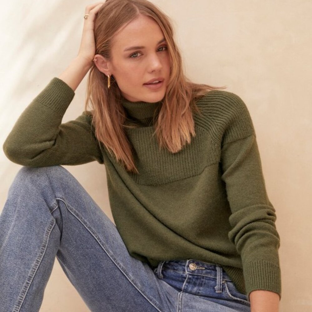 Lulus Comfortable Cutie Olive Green Turtleneck Sweater - Size S